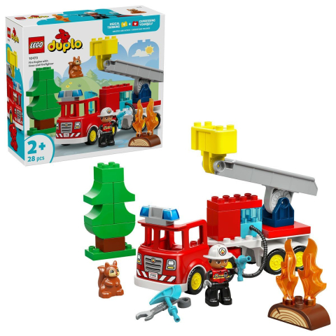 Jocuri si articole copii - LEGO DUPLO CAMION DE POMPIERI CU FURTUN SI POMPIER 10473