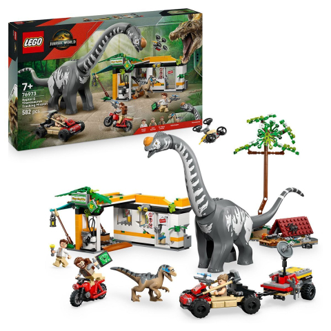 Seturi  de constructie - LEGO JURASSIC WORLD RENASTEREA MISIUNE DE URMARIRE A UNUI VELOCIRAPTOR SI A UNUI TITANOSAURUS 76973