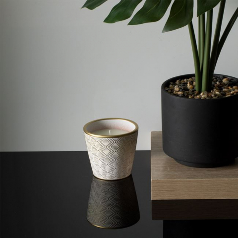 Lumanare citronella alba anti tantari in ghiveci ceramica, model in romb,320 g [2]