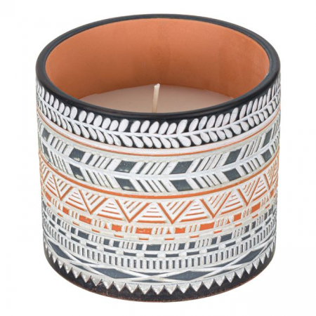 Decoratiuni - Lumanare citronella anti tantari in ghiveci ceramic cu forme in relief
