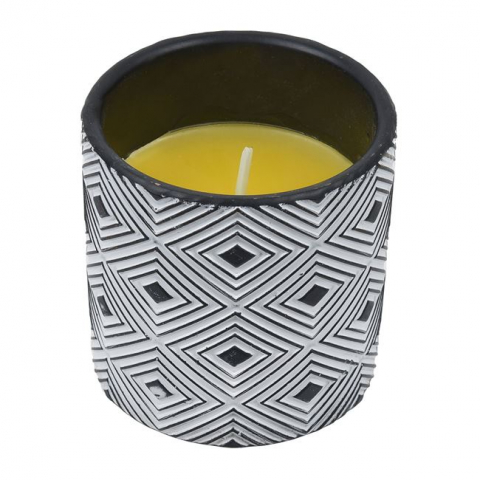 Decoratiuni - Lumanare citronella anti tantari in ghiveci ceramica, model in romb,260 g