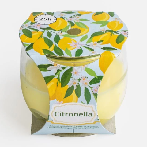 Lumanare citronella anti tantari in pahar din sticla, 215 g, 7x7 cm [1]