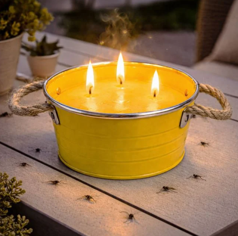 Casa si gradina - Lumanare citronella in galetusa metalica, 220 g, 3 fitiluri