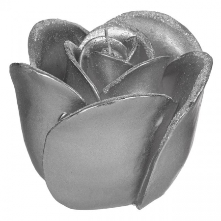 Decoratiuni - Lumanare decorativa 3D Trandafir gri cu sclipici