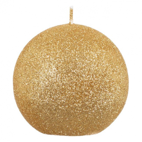 Decoratiuni - Lumanare decorativa Craciun tip sfera,auriu glitter8 cm
