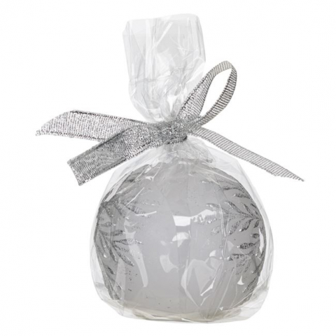 Decoratiuni - Lumanare decorativa Craciun tip sfera cu fulg nea,alb,6 cm