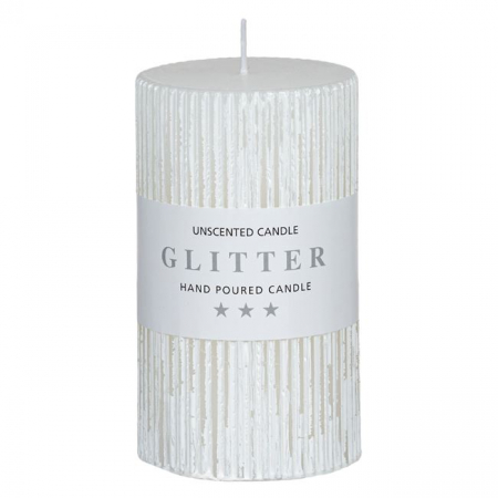 Decoratiuni - Lumanare decorativa glitter cu linii verticale in relief