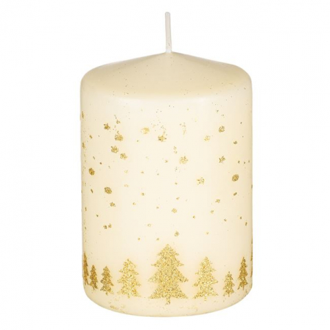 Decoratiuni - Lumanare decorativa pentru Craciun cu braduti,6.5x9 cm