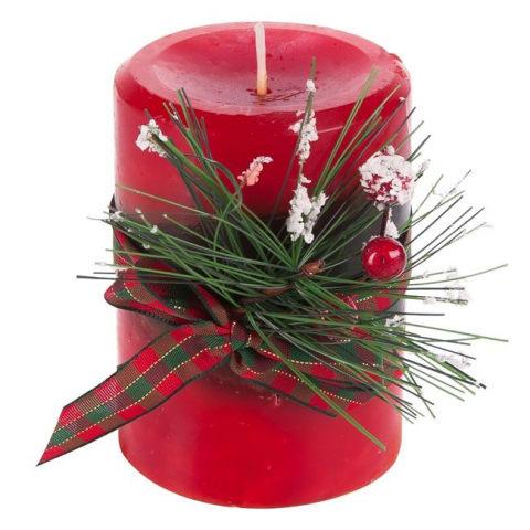 Lumanari Parfumate si Decorative - Lumanare decorativa pentru Craciun cu crenguta atasata,7x10 cm