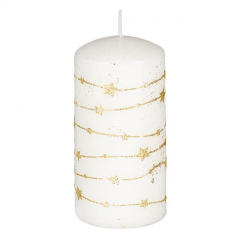 Lumanari Parfumate si Decorative - Lumanare decorativa pentru Craciun cu stelute aurii,5x11 cm