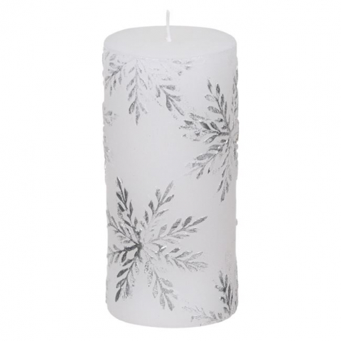 Decoratiuni - Lumanare decorativa pentru Craciun fulg de nea glitter,7x15 cm
