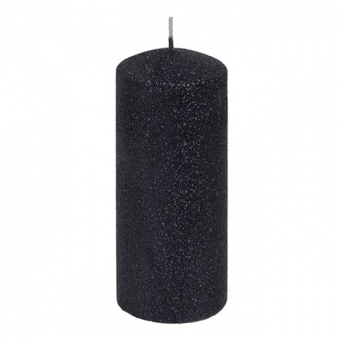 Decoratiuni - Lumanare decorativa pentru Craciun negru glitter,6x15 cm