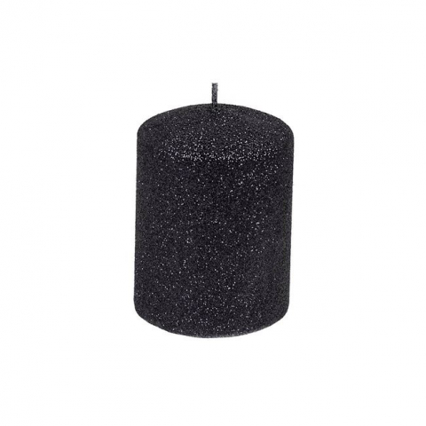 Decoratiuni - Lumanare decorativa pentru Craciun negru glitter,6x8.5 cm