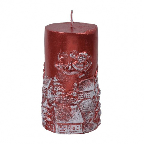 Decoratiuni - Lumanare decorativa pentru Craciun,rosu,7.5x12.5 cm