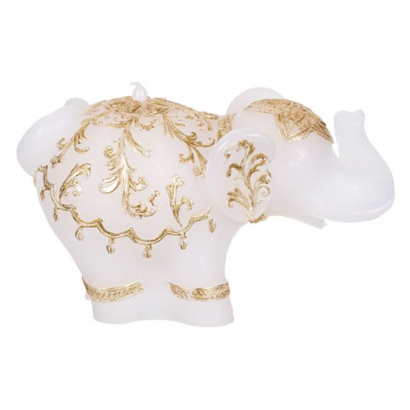 Lumanare LED decorativa 3D in forma de elefant cu broderie aurie [2]