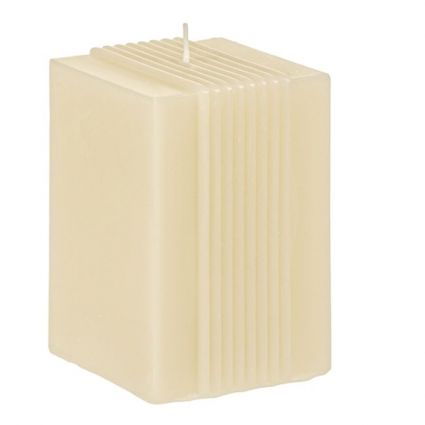 Decoratiuni - Lumanare parfumata cu aroma de vanilie,dungi in relief, 7x7x11 cm