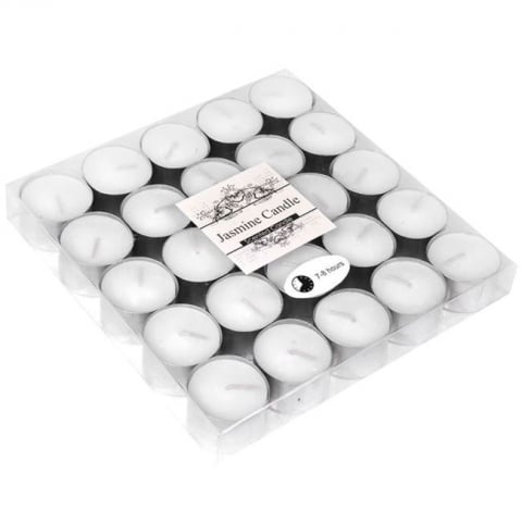 Decoratiuni - Lumanari duble tip pastila cu aroma de iasomie,alb,25 bucati/set