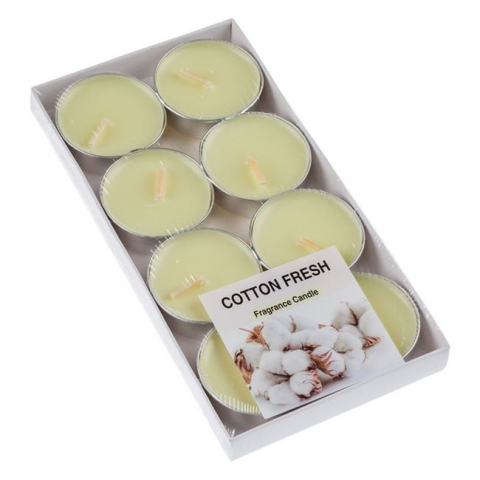 Decoratiuni - Lumanare tip pastila cu aroma cotton fresh,bej,8 bucati/set
