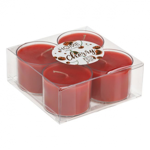 Decoratiuni - Lumanari tip pastila cu aroma de cirese,rosu,4 bucati/set