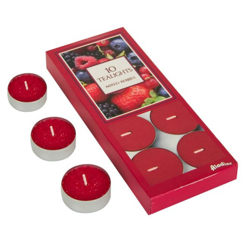 Decoratiuni - Lumanari tip pastila cu aroma de fructe de padure,rosu,10 bucati/set