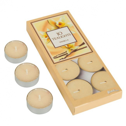 Decoratiuni - Lumanari tip pastila cu aroma de vanilie,bej,10 bucati/set