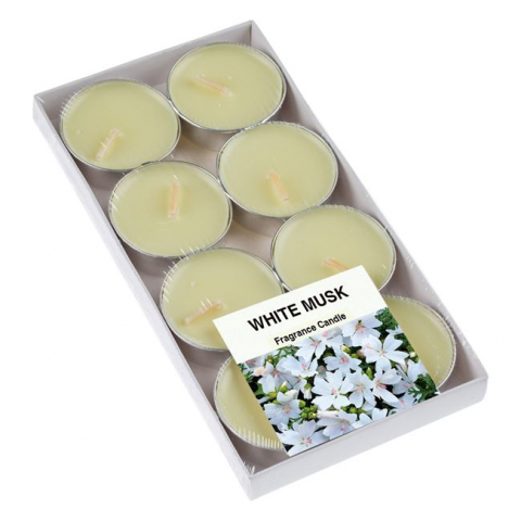 Decoratiuni - Lumanari tip pastila cu aroma musk,bej,8 bucati/set
