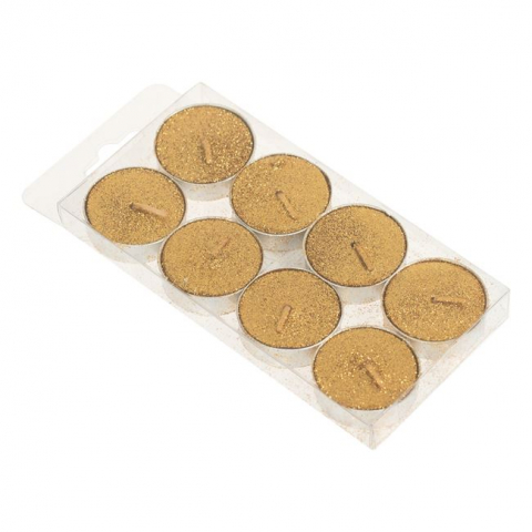Lumanari Parfumate si Decorative - Lumanari tip pastila cu sclipici,auriu,8 bucati/set