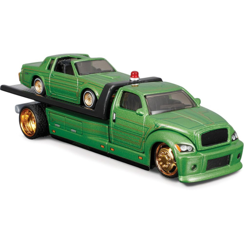 MAISTO DESIGN ELITE TRANSPORT SET CAMION CU RAMPA MAISTO FLATBED SI MASINUTA BUICK REGAL T TYPE 1987 SCARA 1 LA 64 [3]