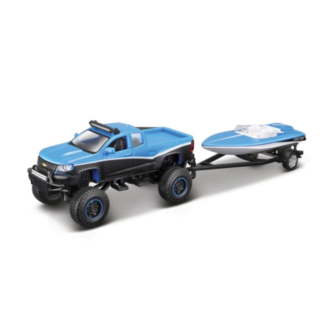 MAISTO MASINUTA METALICA 4X4 REBELS RUGGED ADVENTURES ALBASTRU CU REMORCA [1]