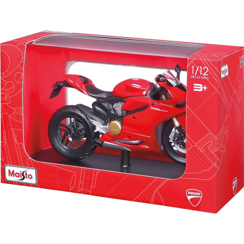 Jocuri si articole copii - MAISTO MOTOCICLETA METALICA CU STAND DUCATI 1199 PANIGALE SCARA 1 LA 12