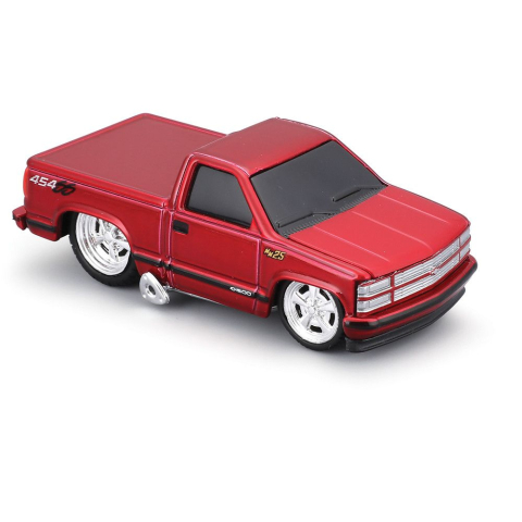 MAISTO MUSCLE TRANSPORTS SET CAMION CU PLATFORMA MACK R685ST FLATBED 1980 SI MASINUTA CHEVROLET 454 SS PICKUP 1993 SCARA 1 LA 64 [4]