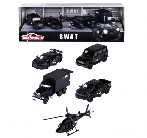 Jocuri si articole copii - MAJORETTE MASINUTE METALICE SET 5 MASINI SWAT