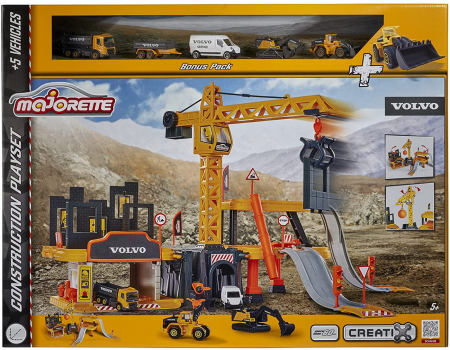Jocuri si articole copii - Majorette pista creatix construction 5 masinute volvo