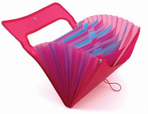 Mapa A4 extensibila cu 12 compartimente,plastic, roz [1]