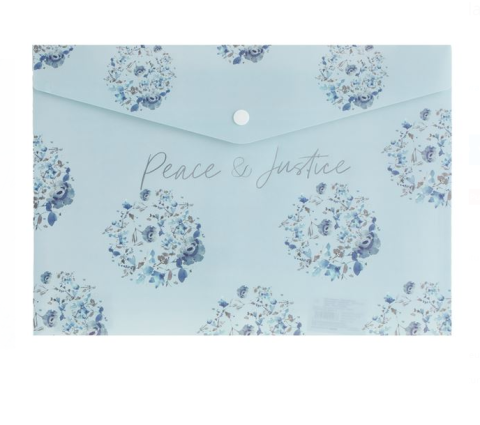 Papetarie & Birotica - Mapa cu capsa A4, imprimeu flori blue, plastic, 33x24 cm