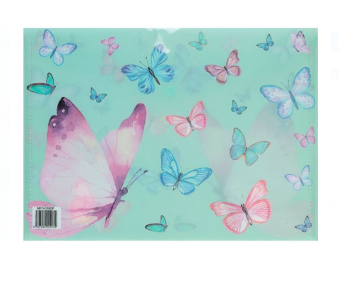 Mapa cu capsa A4, imprimeu fluturi, plastic, 33x24 cm [1]