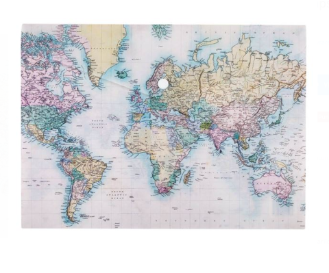Mapa cu capsa A4, model harta lumii, plastic, 33x24 cm [0]