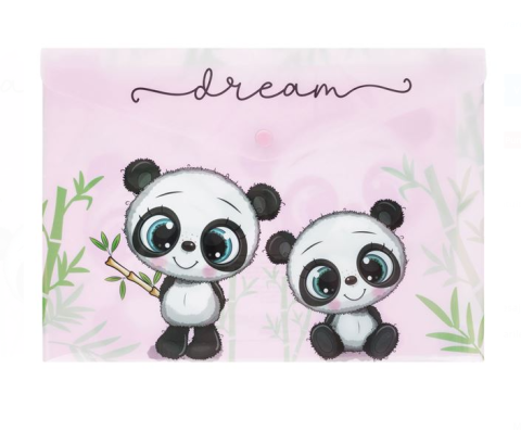 Papetarie & Birotica - Mapa cu capsa A4, model ursulet panda, plastic, 33x24 cm