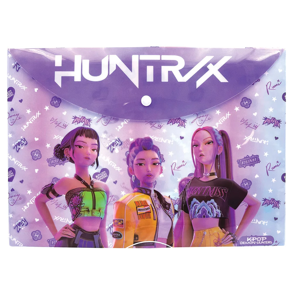Papetarie & Birotica - Mapa plastic A4 cu capsa imprimeu K-Pop, mov, 33x24 cm