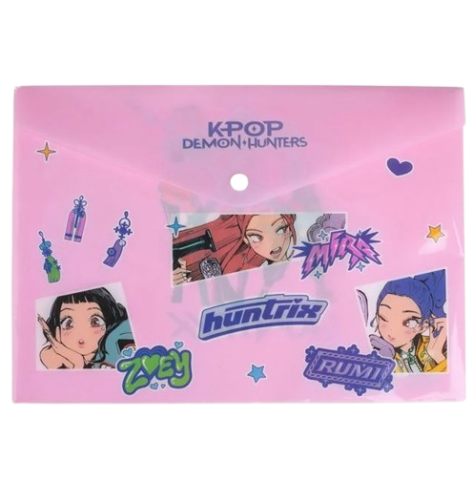 Papetarie & Birotica - Mapa plastic A4 cu capsa imprimeu K-Pop, roz, 33x24 cm