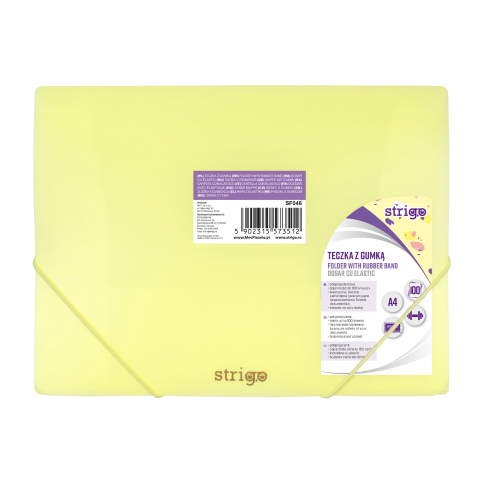 Folii și mape de protecție - Mapa Strigo A4 cu elastic, Pastel Galben