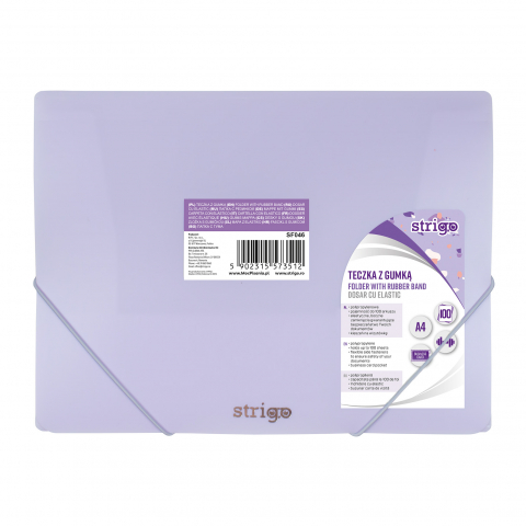 Folii și mape de protecție - Mapa Strigo A4 cu elastic, Pastel Liliac
