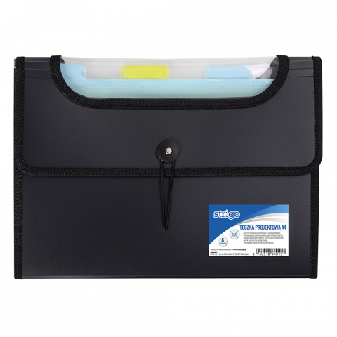 Papetarie & Birotica - Mapa Strigo A4 Extensibilă cu 6 Compartimente, Plastic, Negru