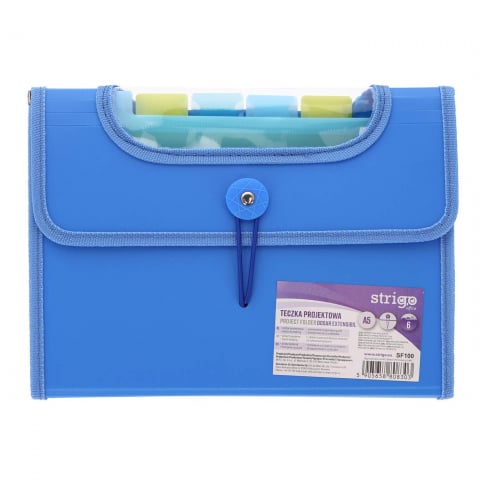 Folii și mape de protecție - Mapa Strigo Plastic Extensibil A5, 6 Compartimente, Albastru