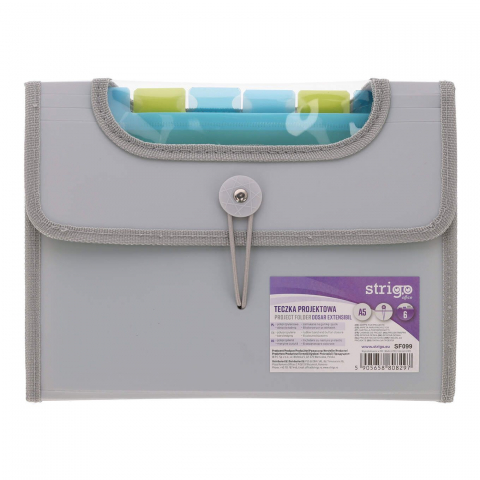 Folii și mape de protecție - Mapa Strigo Plastic Extensibil A5, 6 Compartimente, Gri