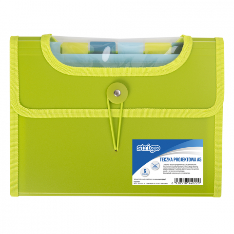 Folii și mape de protecție - Mapa Strigo Plastic Extensibil A5, 6 Compartimente, Verde