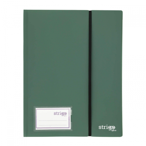 Folii și mape de protecție - Mapa Strigo A4 cu elastic și 40 folii, verde închis – protecție completă