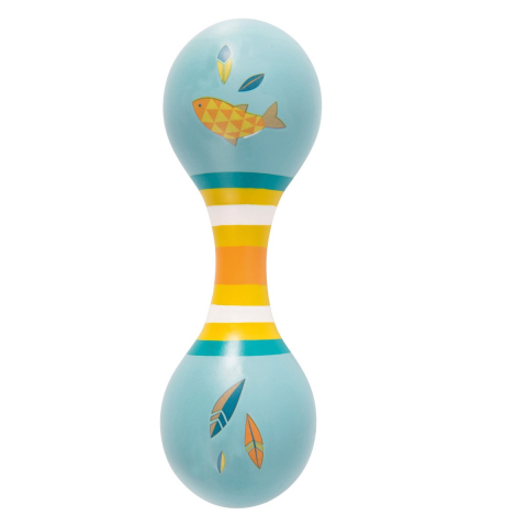 Jucarii interactive bebelusi - Maracas dublu albastru, Moulin Roty