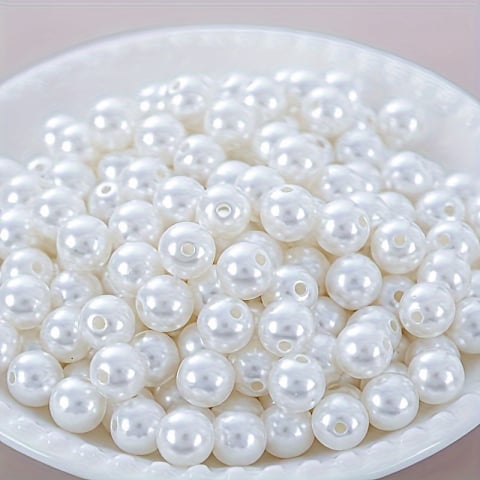 Accesorii art&craft - Margele perle din plastic pentru activitati crafts cu diametru 10 mm, alb ,20 grame