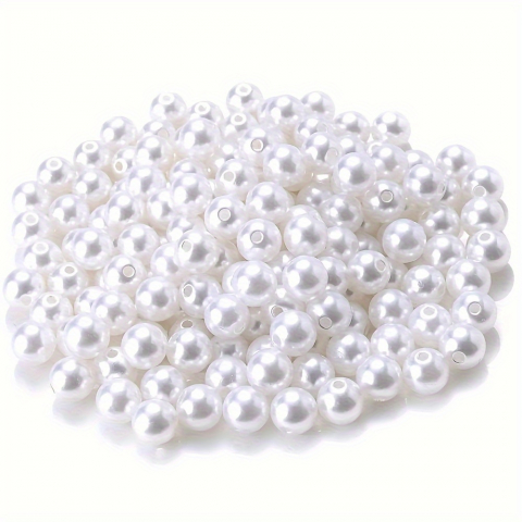 Produse art & craft-Lucru manual - Margele perle din plastic pentru activitati crafts cu diametru 6 mm, alb ,20 grame